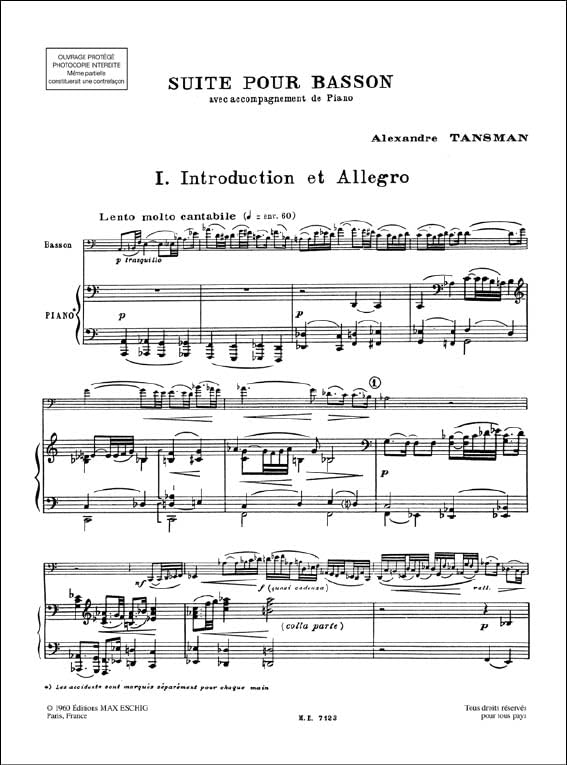 タンスマン : 組曲 (ファゴット、ピアノ) マックス・エシック出版 Amazon | ウィットナー タンスマン : 組曲 (ファゴット、ピアノ